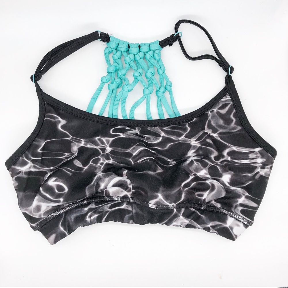 Water Marble Cage Back Sports Bra